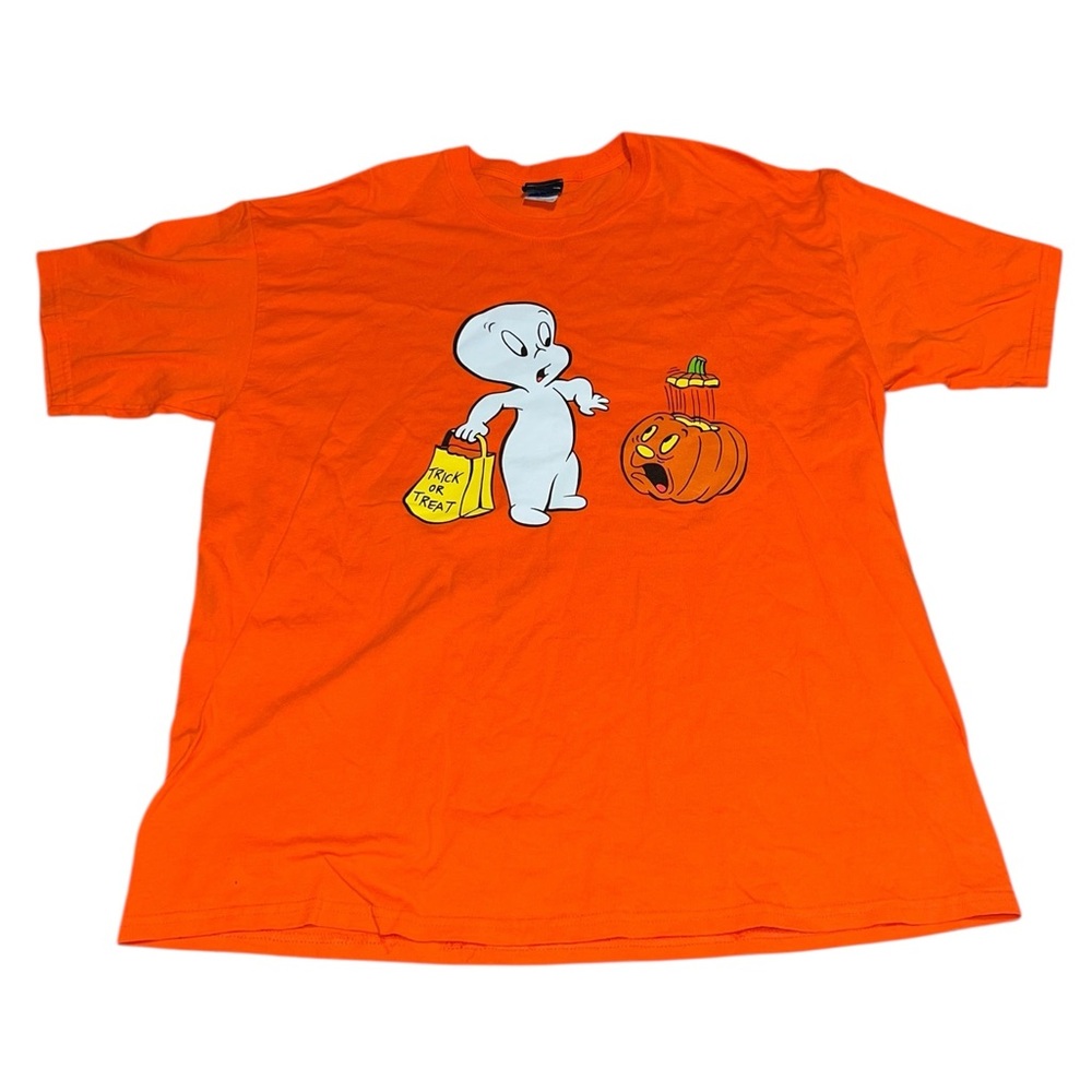 VTG 2008 Casper Halloween Shirt Size XL Orange Trick or Treat Pumpkin Cartoon